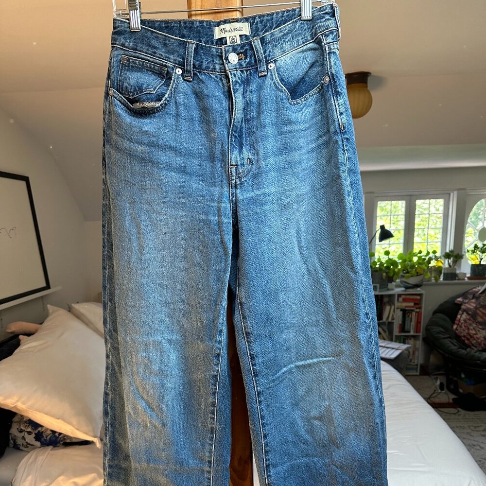 Madewell Curvy Super Wide-Leg Jeans, Fannin Wash, size 28